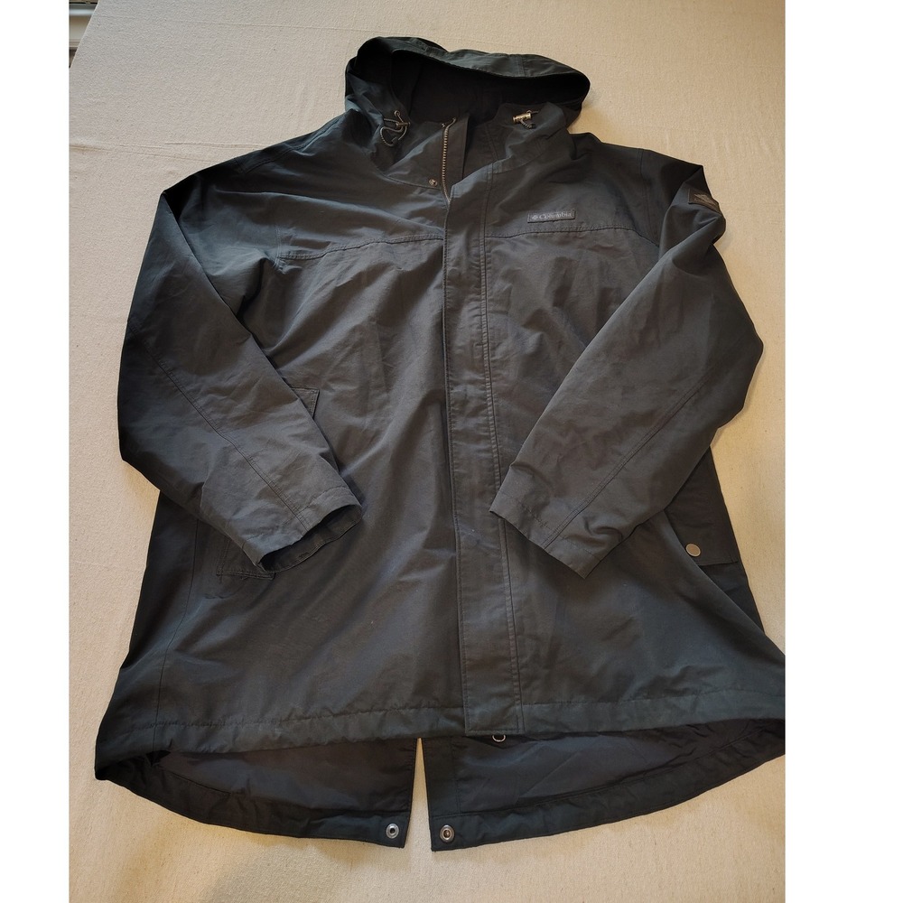 Columbia Sportswear Mens XL Black Hooded Parka Full Zip Jacket RN 69724 CA 05367